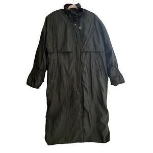 VTG Fleet Street Womens Long Trench Coat Gray Thermolite Paisley Lined Size 10